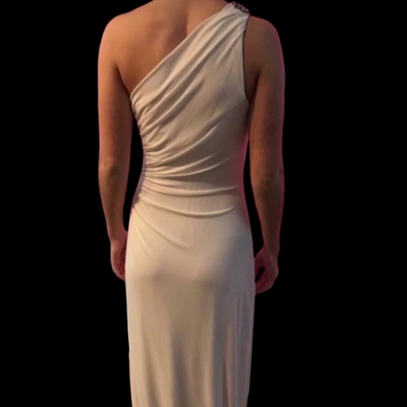 Ralph Lauren White One Shoulder Evening Gown Long Grecian Maxi Dress 12 Wedding - Picture 3 of 5